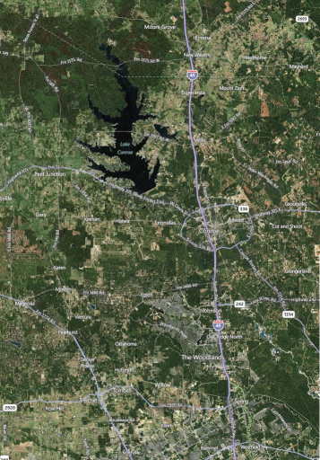 Satelite view of North Harris, Montgomery counties.